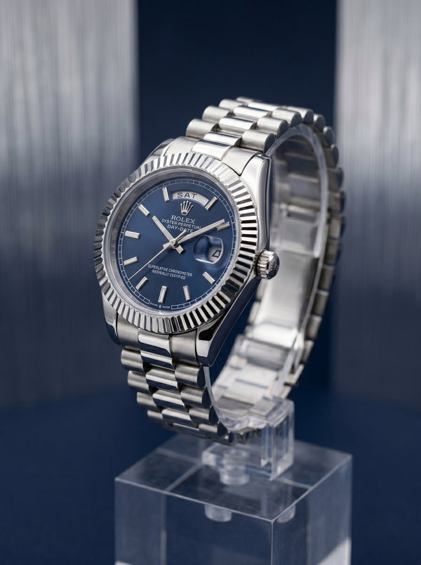 Day Date silver with white dial Rolex