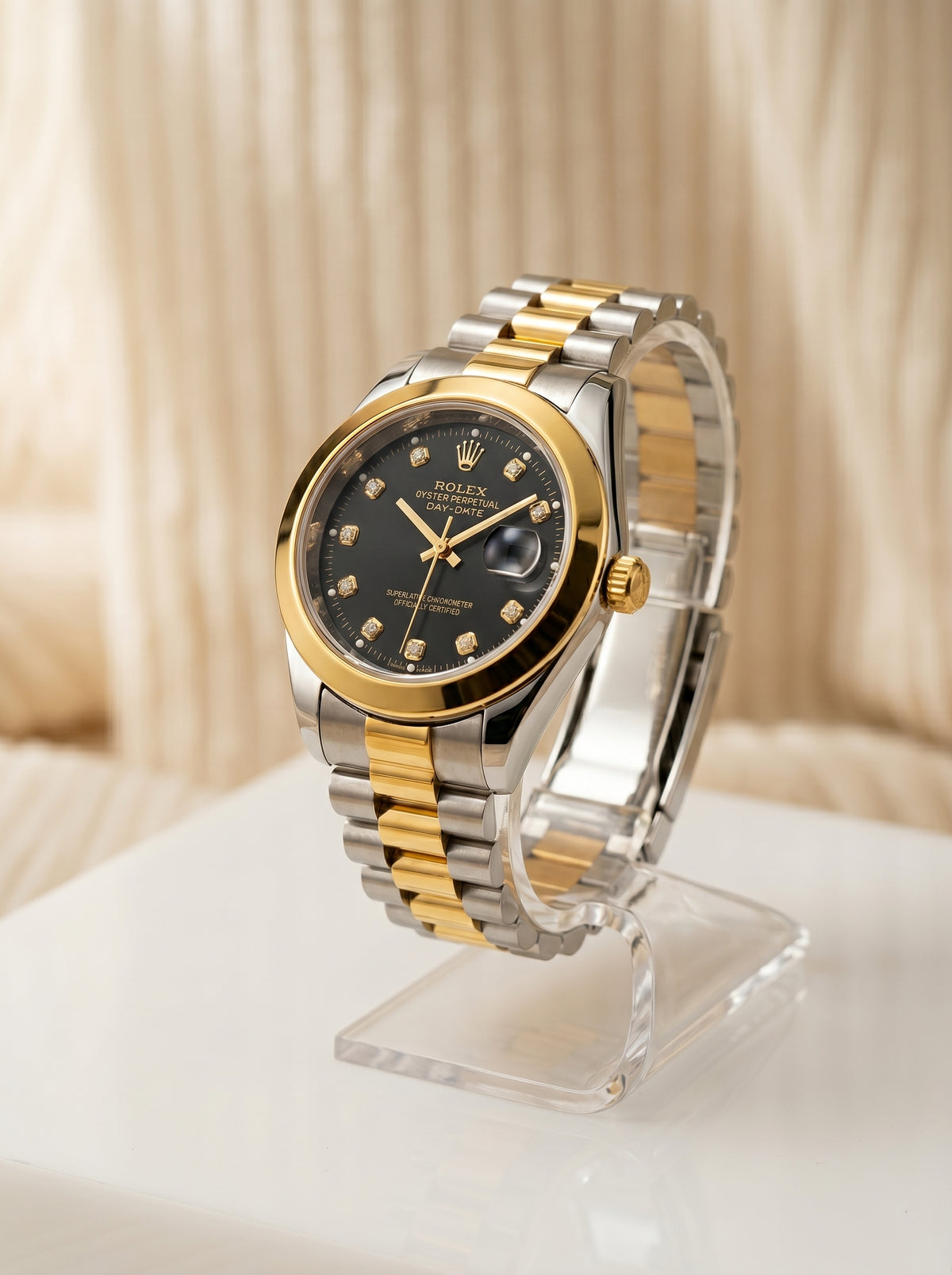 Ro-lex 2 tone with black dial