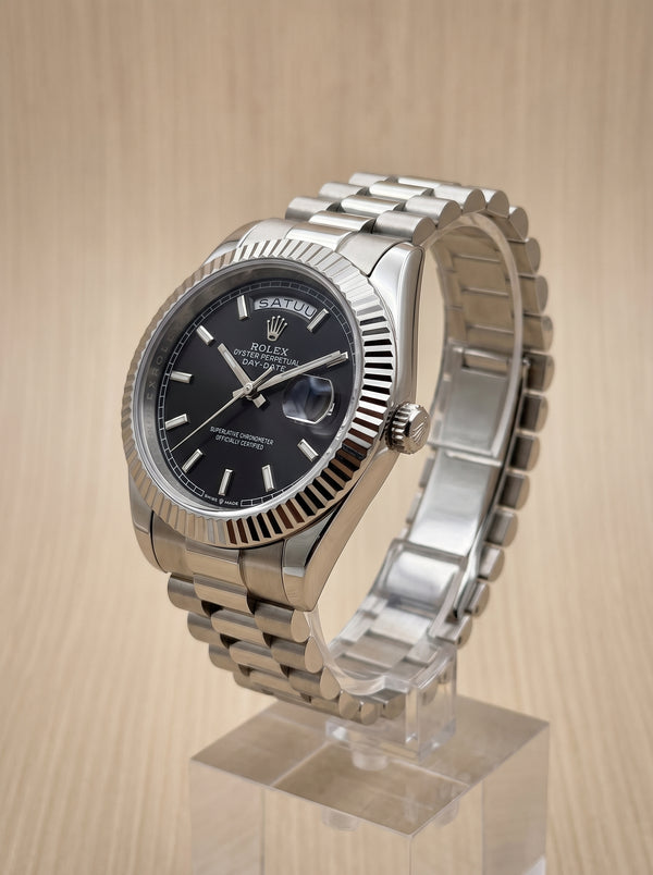 Day Date silver with Black Dial Rolex