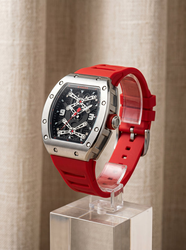 Rubber Red Strap Stainless Steel Dail Watch XG-03